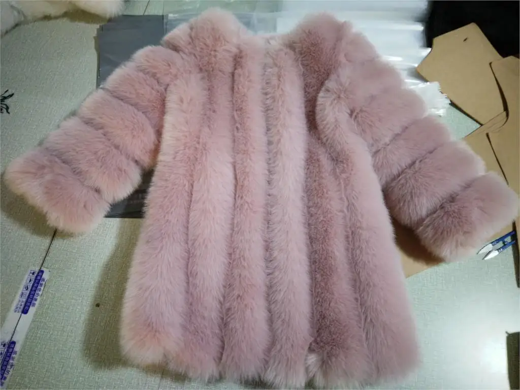 dark pink Новая зимняя Женская пушистая шуба из искусственного меха квалифицированная Толстая имитация меха лисы пальто женская теплая верхняя одежда - Цвет: dark pink