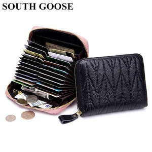 Кошелек унисекс, из натуральной кожи, на молнии, с RFID-защитой