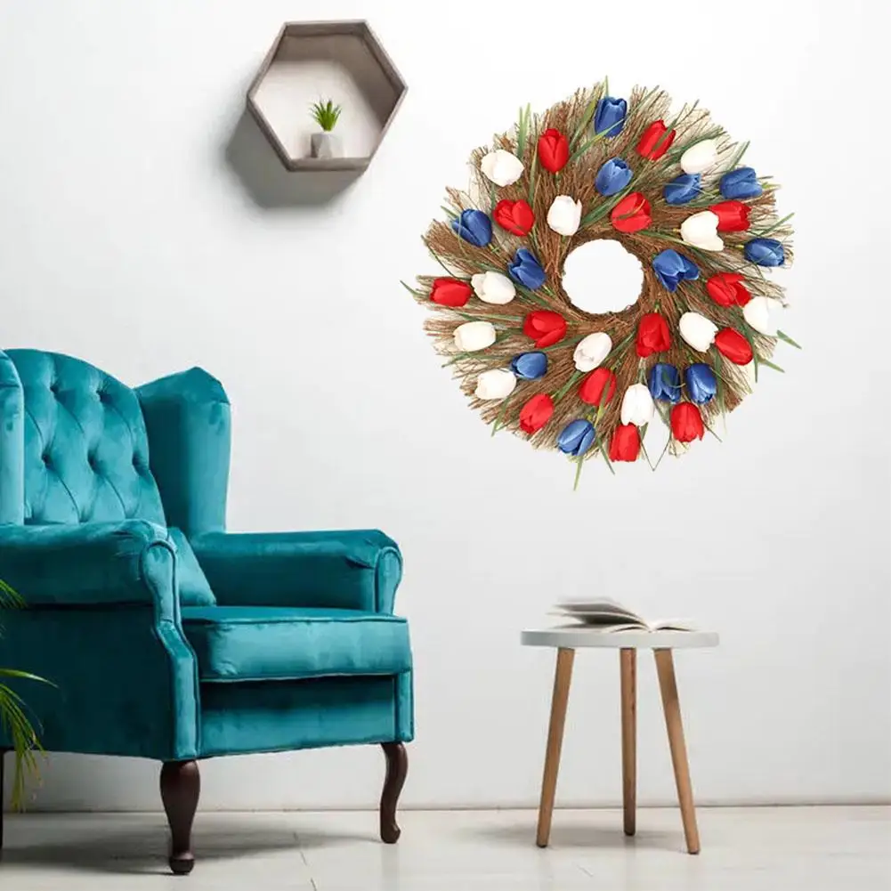 

Tulip Wreath Spring Artificial Flower Wreath For Front Door Hanging Valentines Decor Wall Window Wreath Day Summer H4J4