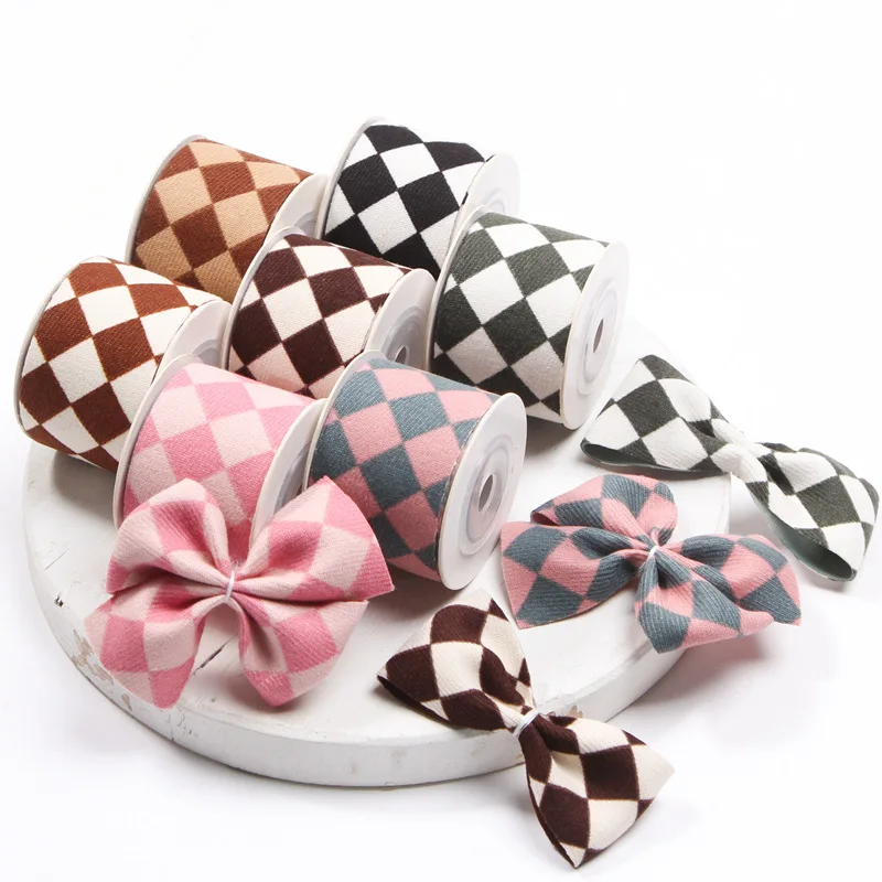 Клетчатая лента рулон бантов аксессуары для изготовления 40 мм 25 15 оптовая