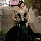 Изумрудно-зеленые бархатные Вечерние платья из каракоу с женской юбкой, женское платье для выпускного вечера из горного хрусталя