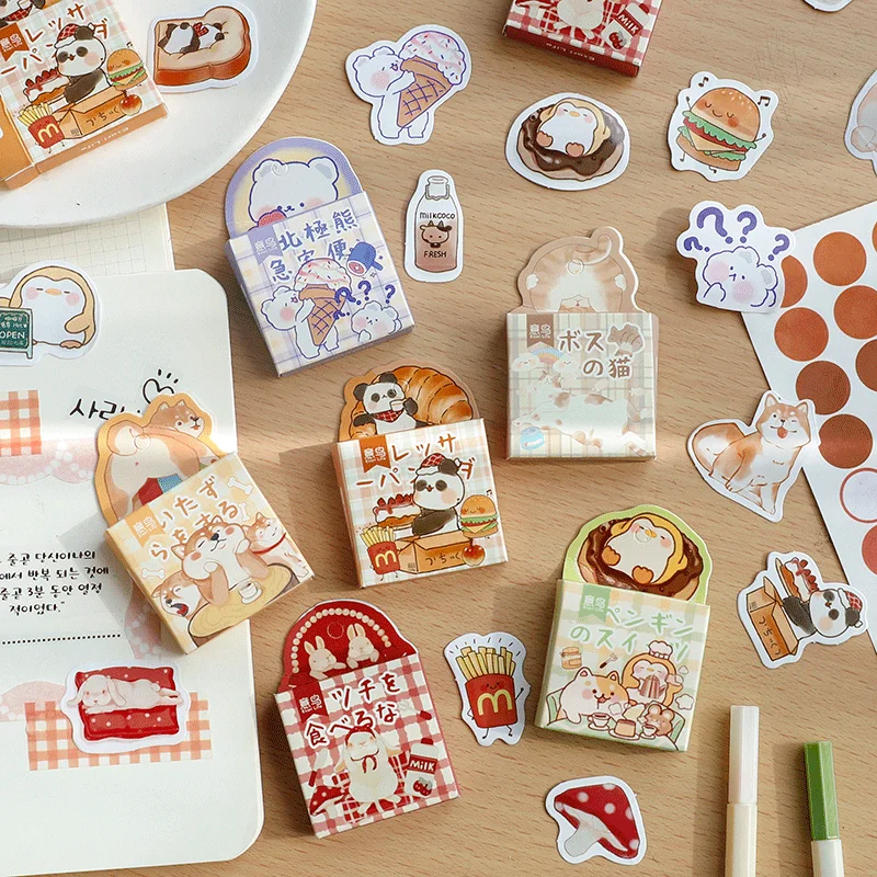 

45 pcs/box Cute naughty animals dog cat Decorative Stickers Scrapbooking diy Stick Label Diary Stationery Album Journal Stickers