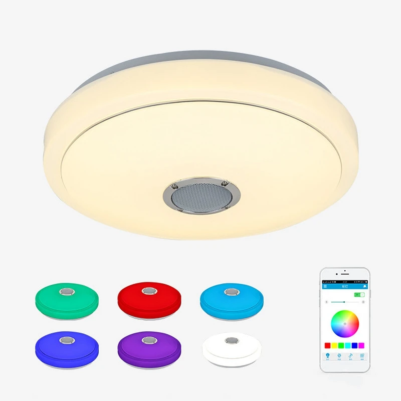 

LED Ceiling Light with Speaker and Remote Control, 24W RGB Smart Music Ceiling Light with APP Control 3000-6000K