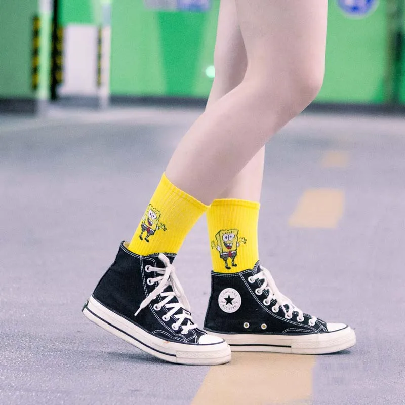 Женские Длинные хлопковые носки длинные средней длины в стиле Харадзюку для