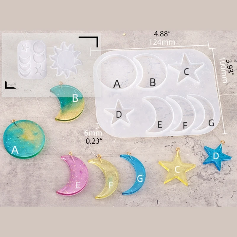 

Crystal Epoxy Resin Mold Stars Moon Sun Lunar Eclipse Pendant Silicone Mould Handmade Decorative DIY Crafts Jewelry Tool 97QF
