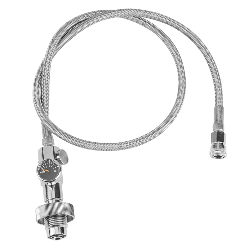 

4500 PSI PCP Diving-G5/8 Male Thread to 8mm Disconnect-Stainless Steel DIN Adapter Charging System with 36 Inch Hose