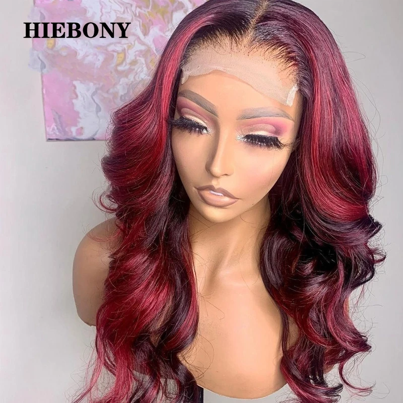 Яркий красный цвет Синтетические волосы на кружеве человеческих волос парики с