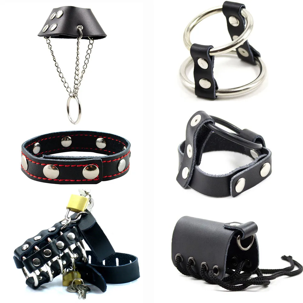 Мужские Кожаные Кольца для пениса Manyjoy кожаный пенис и мяч Растяжитель бандаж