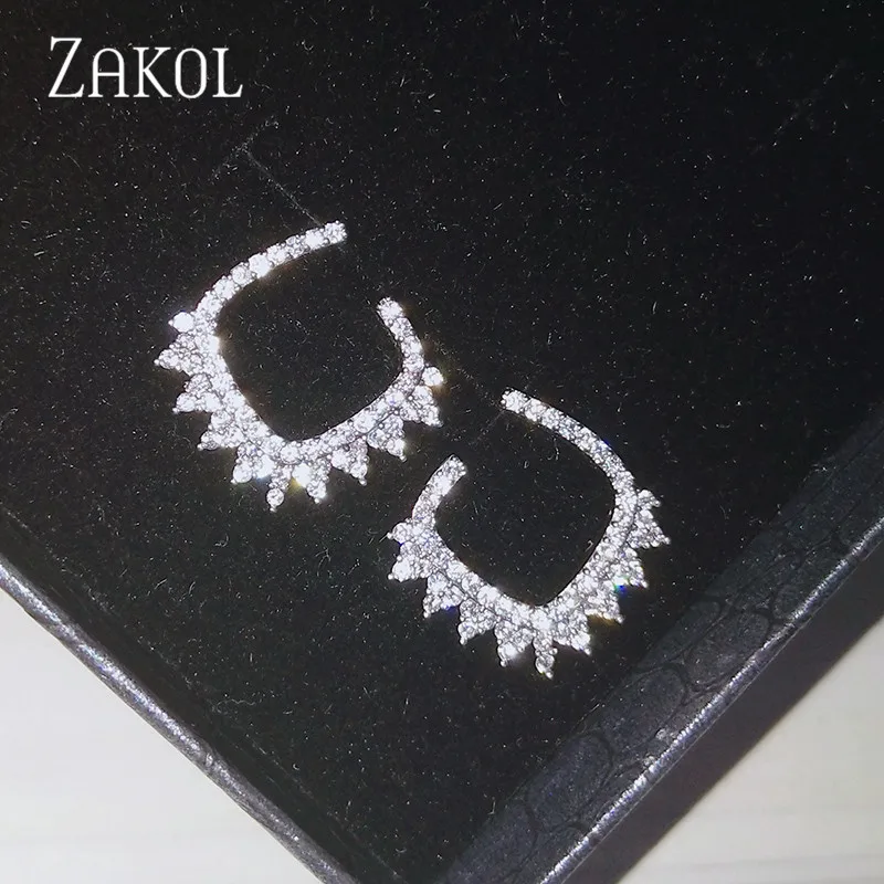 Женские серьги-гвоздики ZAKOL изысканные серьги с кубическим цирконием свадебные