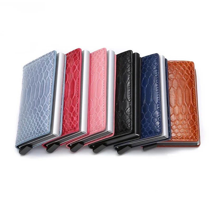 

Business Automatic Aluminum Alloy Pu Card Holder Women's Ultra-thin Mini Wallet ID Card Holder Men's Credit Card Holder Wallet