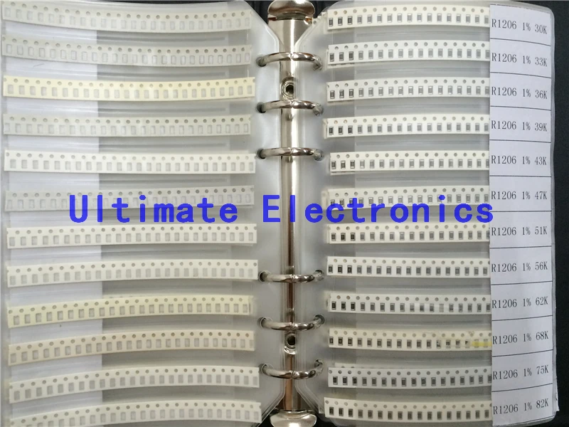 1206 1% SMD образец резистора Book 170 значения * 50pcs = 8500pcs от 0 Ом до 10M 1/4W Chip комплект