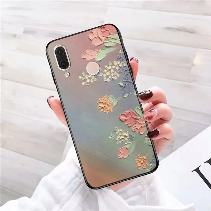 Babaite Vintage paint flowers Cover Black Soft Shell Phone Case For Redmi note 8 8Pro 8T 6pro Redmi 8 7A 6A Xiaomi mi 8 9