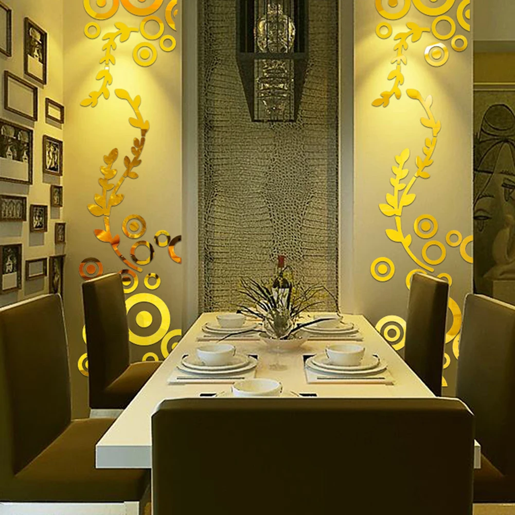 Изысканные цветы 3D зеркальные настенные наклейки Съемная наклейка