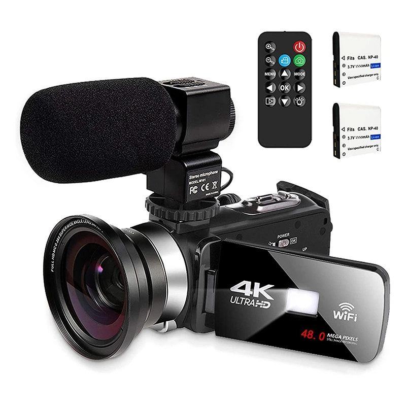 

MOOL Video Camera With Microphone 4K Camcorder Digital Video Recorder Youtube Vlogging Wifi Camera 48.0MP Webcam For Live