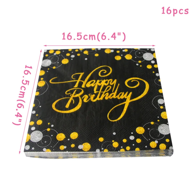16pcs Paper Napkins 30 конфетти шарики ко дню рождения 40 50 60 лет День рождения украшение номер 30 взрослый золотой черный воздушный шар для вечеринки на день рождения - Цвет: 16pcs Paper Napkins