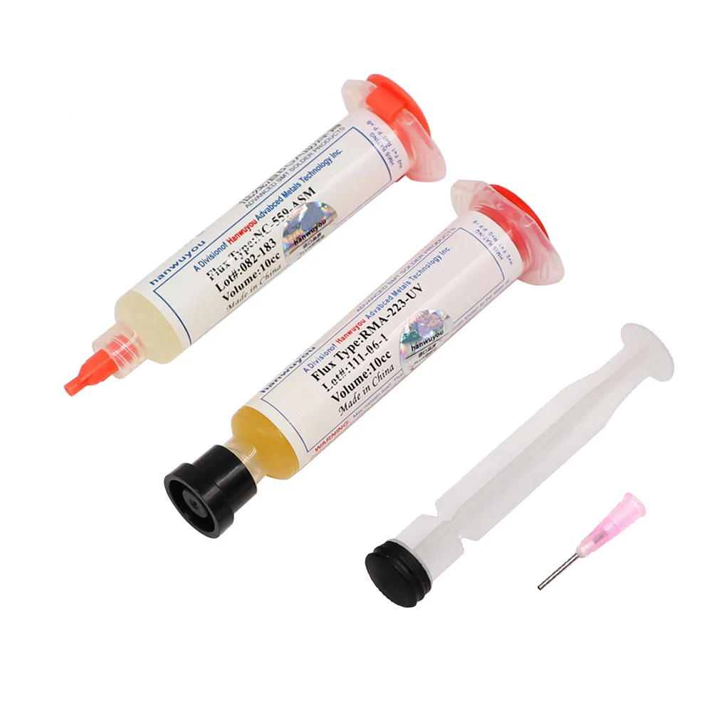 

10cc NC-559 BGA PCB No-Clean Solder Paste Welding Advanced Oil Flux Grease Soldering Repair Tool RMA-223 Flexible Tip Syringe
