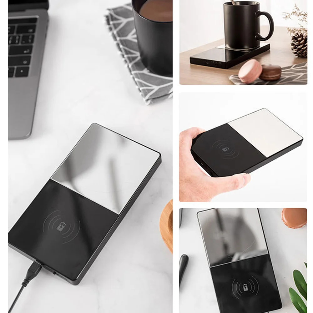 

New 2 In 1 Heating Mug Cup Warmer Electric Wireless Charger for Home Office Coffee Milk DOM668