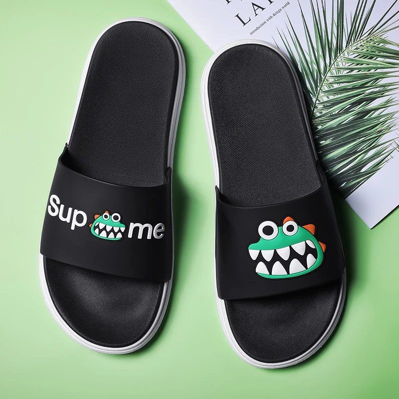 

Men And Women Couple Thicken Summer Slippers Female Solid Color Home Indoor Shoes Serrated Edge Breathable Flip Flops size 35-46