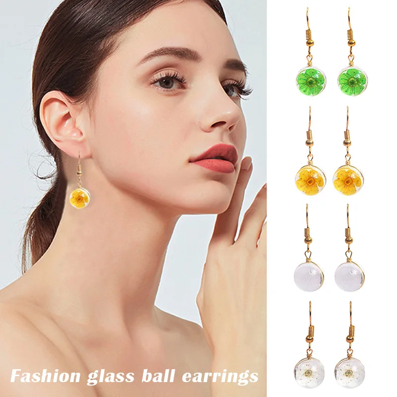 

Dandelions Crystal Ball Earrings Crystal Flower Ball Dangle Earrings Women Girl XR-Hot