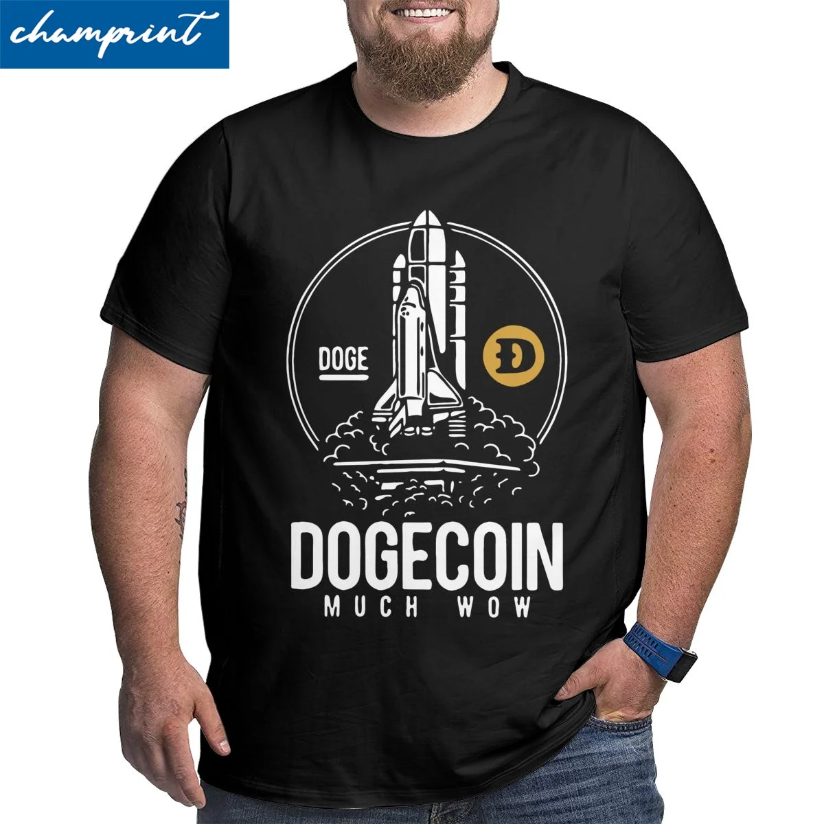 Для мужчин футболка дожкойн Rocket To The Moon для высоких футболки Bitcoin крипто эфириума