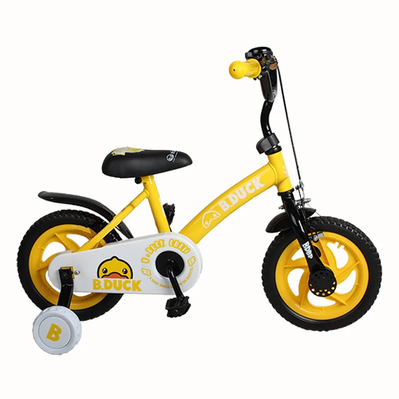 LUDDY B.duck Little Yellow Duck Children s Bicycle 12-inch Four-wheeled Bicycle 2-5 Years Old Children s Bicycle