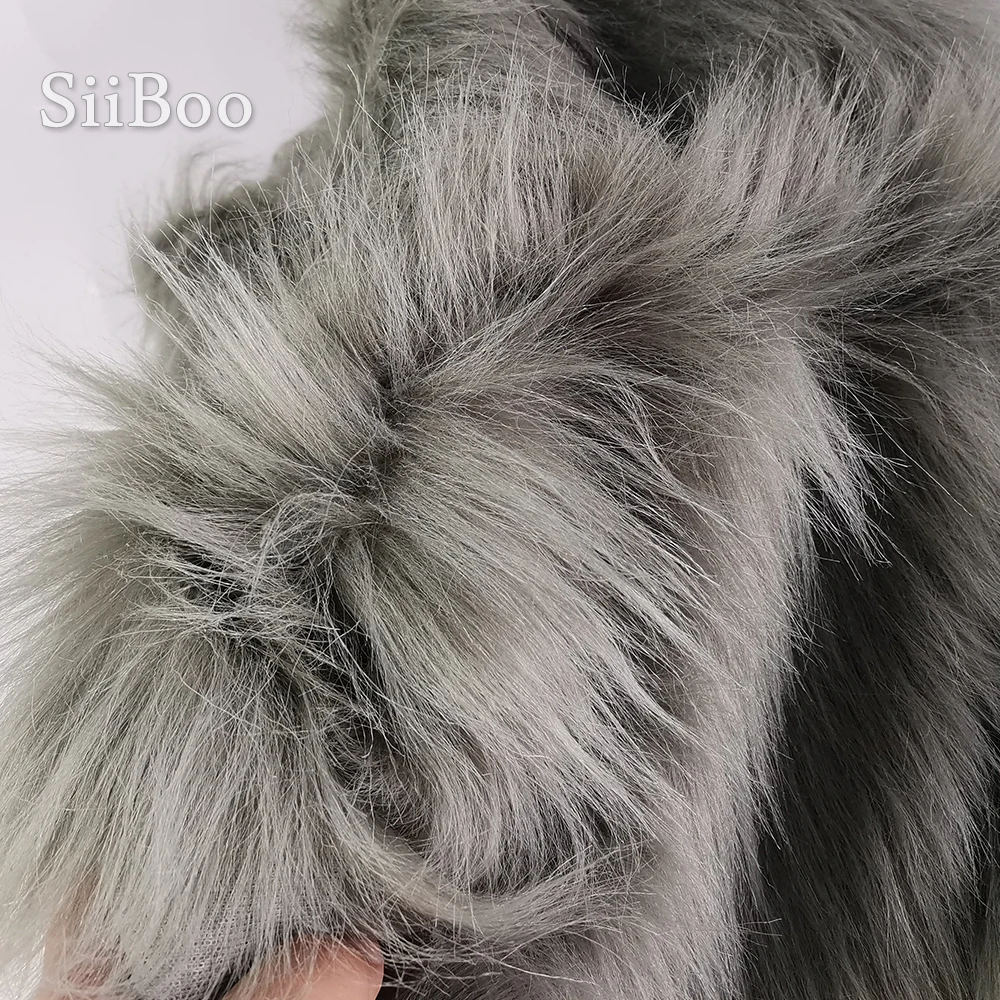 Высококачественная 7 см длинная серая искусственная меховая ткань для зимнего