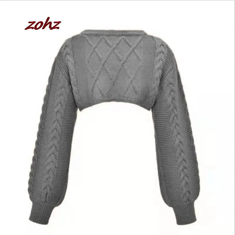 Осень 2021 женский короткий пуловер с круглым вырезом свитер Зимний Элегантный