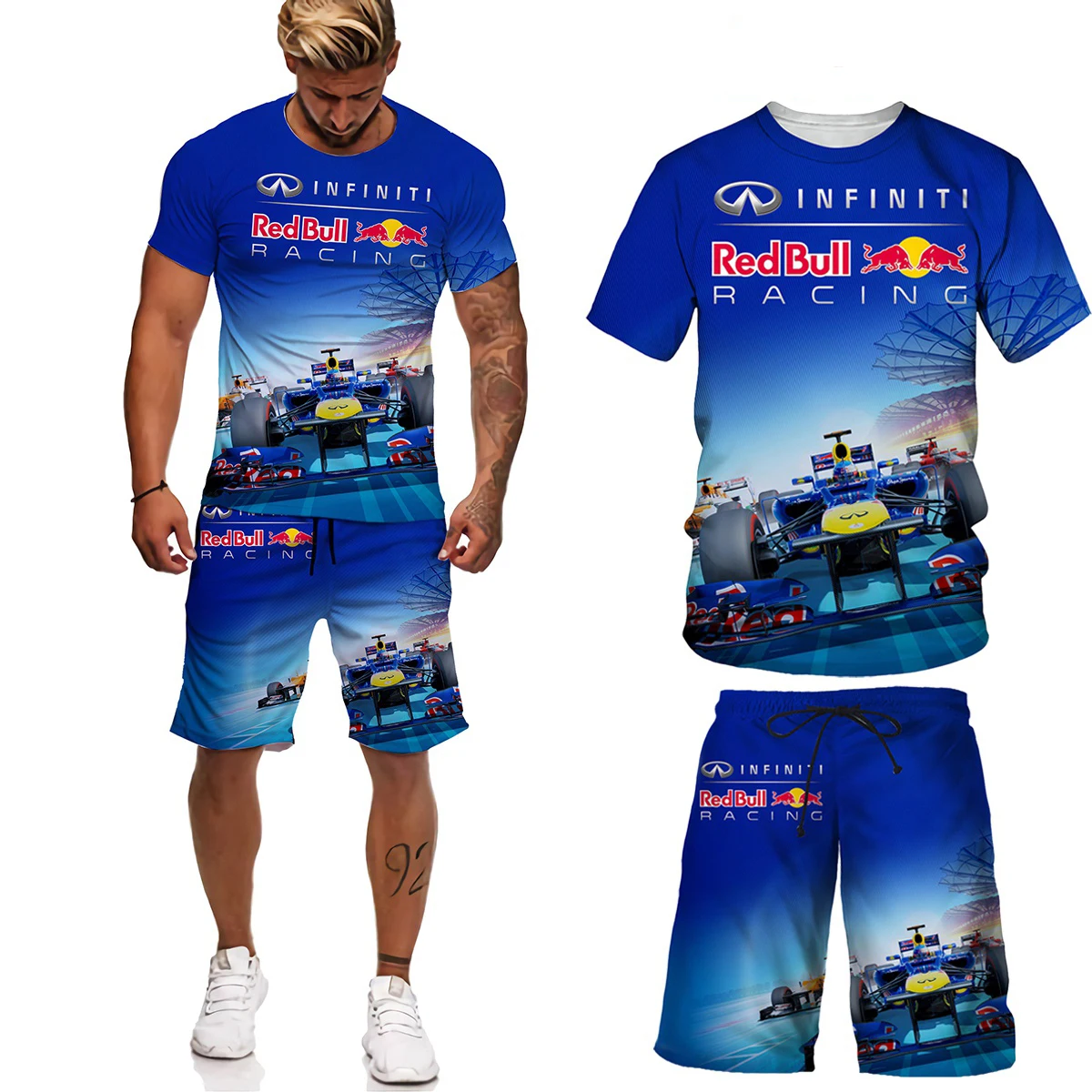 

Harajuku 3D men Youth Trend New Summer printing summer new light and thin men's fashion suit two-piece T-shirt + shorts