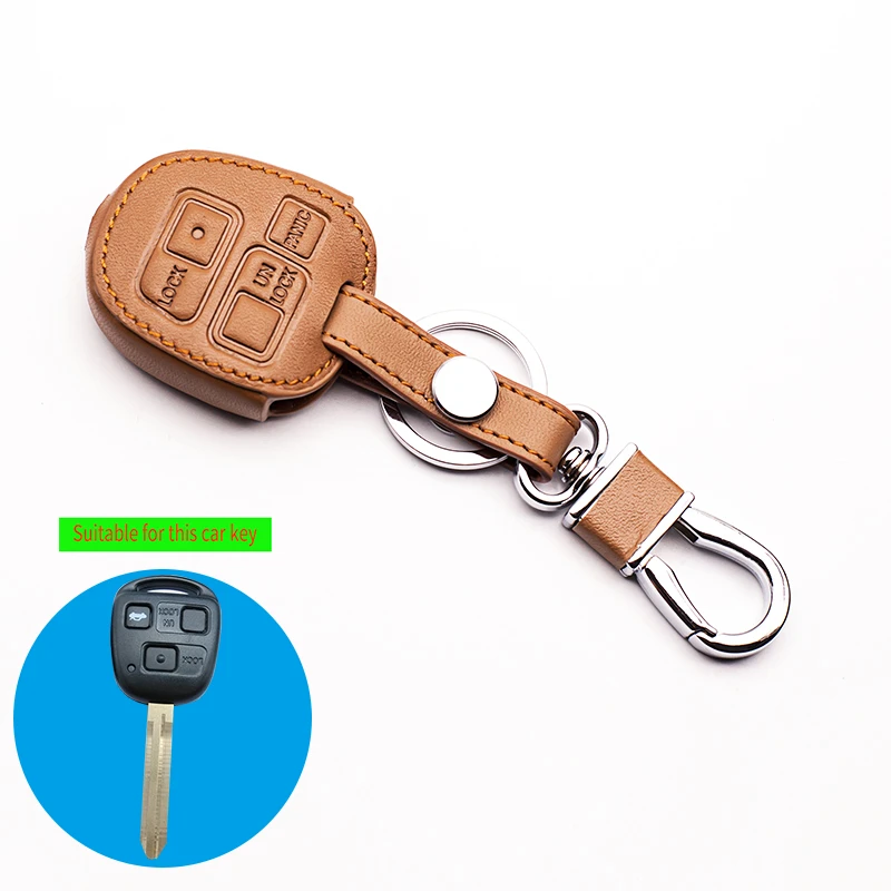 

Горячая Распродажа автомобиль-крышка 100% натуральная кожа чехол для ключа автомобиля Toyota Tarago RAV4 Corolla Camry ,3 кнопки Кожа дистанционного ключа а...