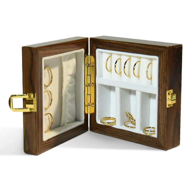 Walnut wooden jewelry box jewelry storage box small exquisite high-end jewelry hanging necklace earrings ring box