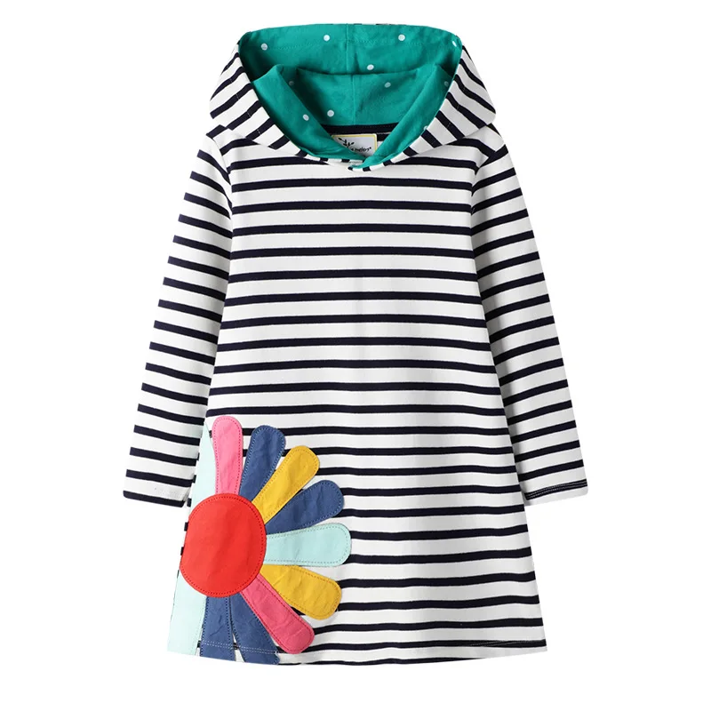Little maven 2-7Years Дети Девочки Птицы Толстовки Платье Новые детские Модные Нарядные Платья Детские С Капюшоном Одежда - Цвет: 7163 same pictrue