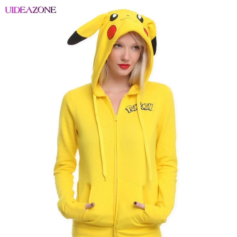 Женские повседневные толстовки с капюшоном UIDEAZONE повседневная куртка Пикачу на