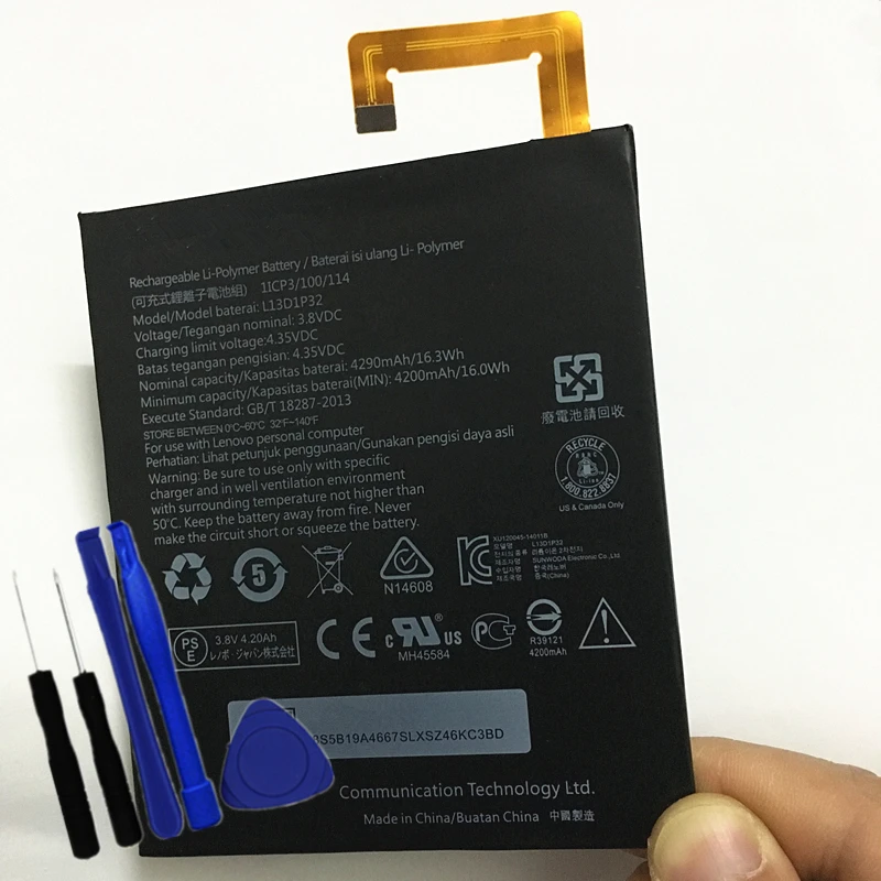 Аккумулятор L13D1P32 4290 мАч для lenovo Lepad Tab A8-50 A5500 S8-50 TAB 3 Tab3 8 дюймов TB3-850F TB3-850M+ Инструменты