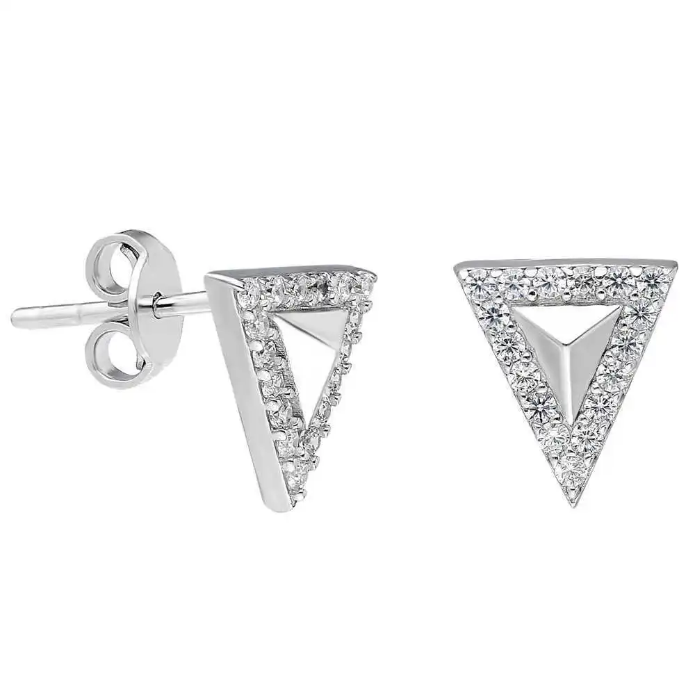 

Zircon Cubic Zirconia Triangle Design 925 Sterling Silver Earrings