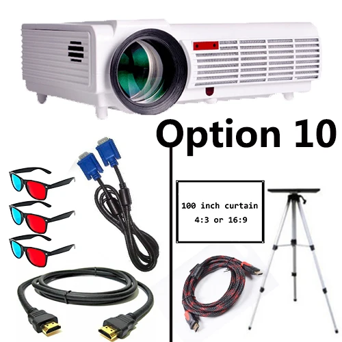 Option 10 Poner Saund светодиодный 96 светодиодный проектор 5500 люмен Full HD проектор 1080P с 10 м HDMI штативом USB VGA AV 3D Proyector lcd Vs bt96 m5 - Цвет: Option 10