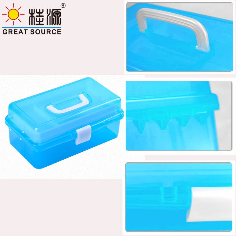 

3 Layers Art Drawing Storage Box Patinting Tool Organizer Container Make-up Box Color Multi-Function PP Box With Handle (3 PCS)
