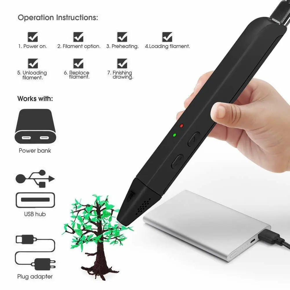 3D Ручка SL-600 3d Usb зарядное устройство stylo карандаш PLA PCL нить для детского