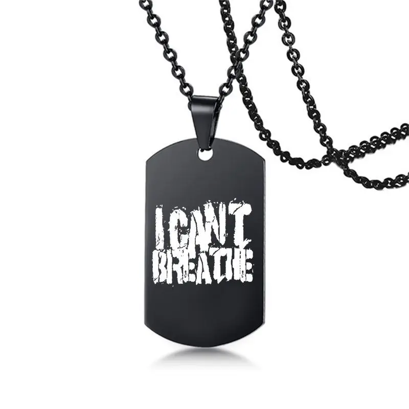 Я не могу дышать черный кулак афро нержавеющая сталь хип-хоп ожерелья тег
