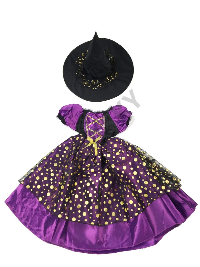 Костюм для Хэллоуина детей костюм ведьмы маскарадный головной убор девочек