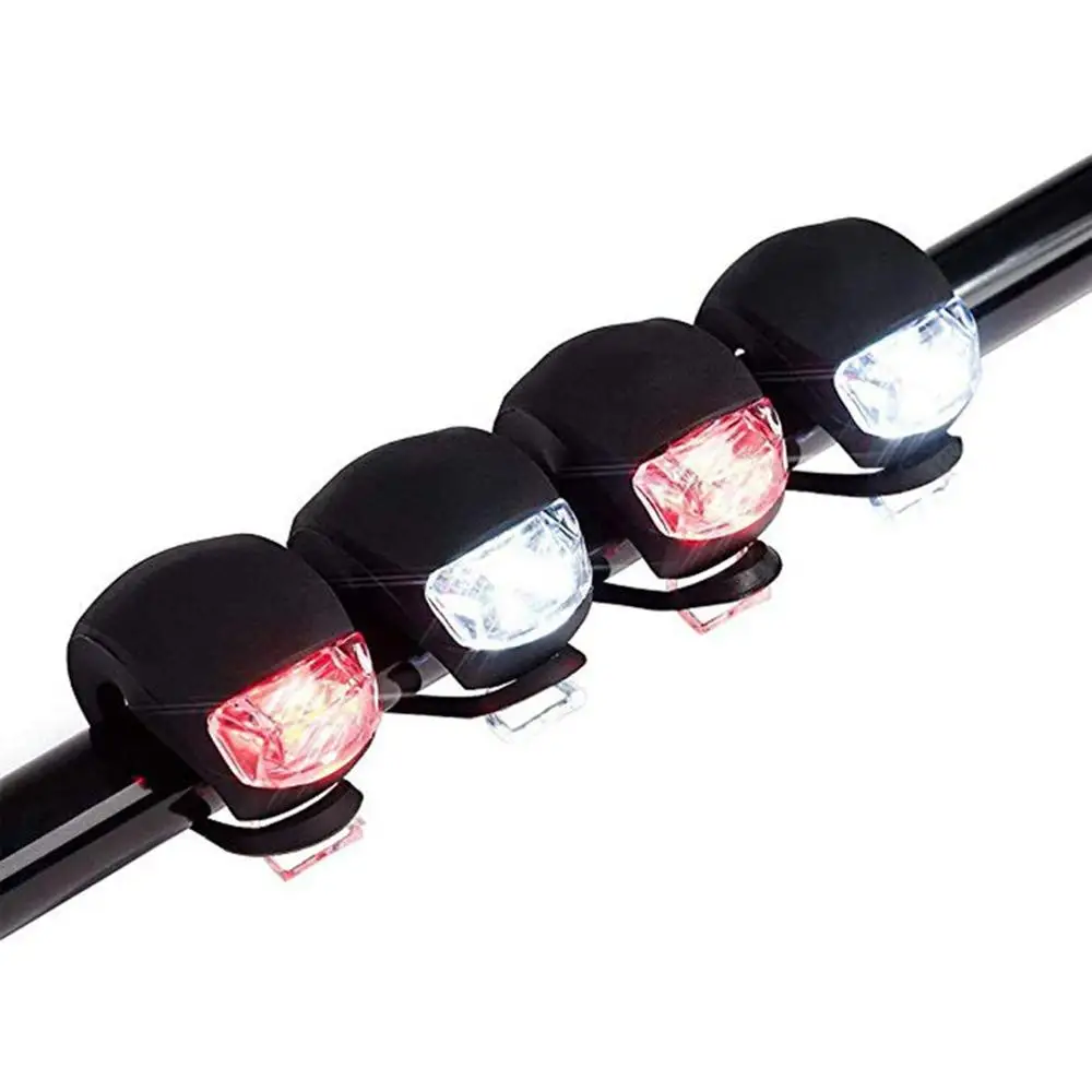 

4pc Lasers Bicycle Headlamp And Tail Light Safety Warning Illumination Waterproof Cycling Accessories Bicycle Lamp