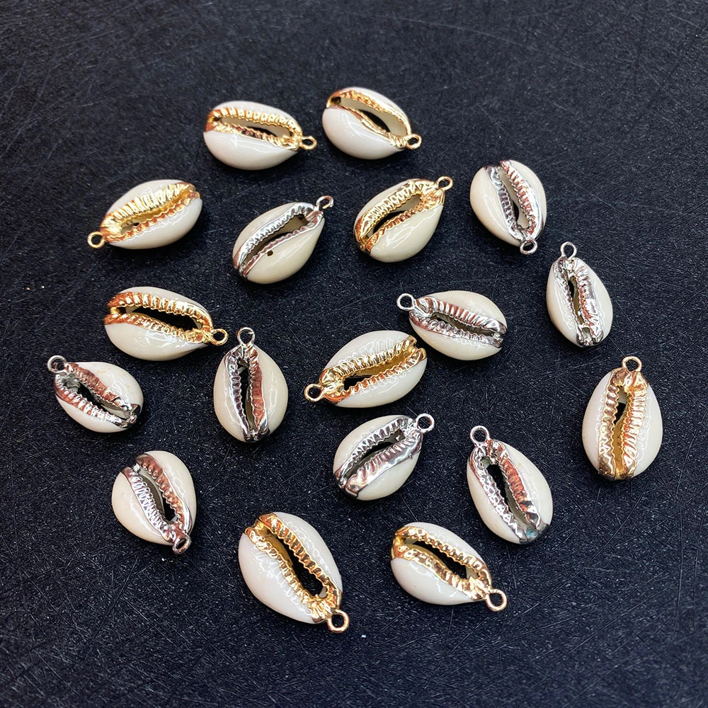 

10pcs Natural Shell Charms Necklace Bracelet Anklet Clavicle Chain Accessories Jewelry Making Electroplated Conch Shell Pendant