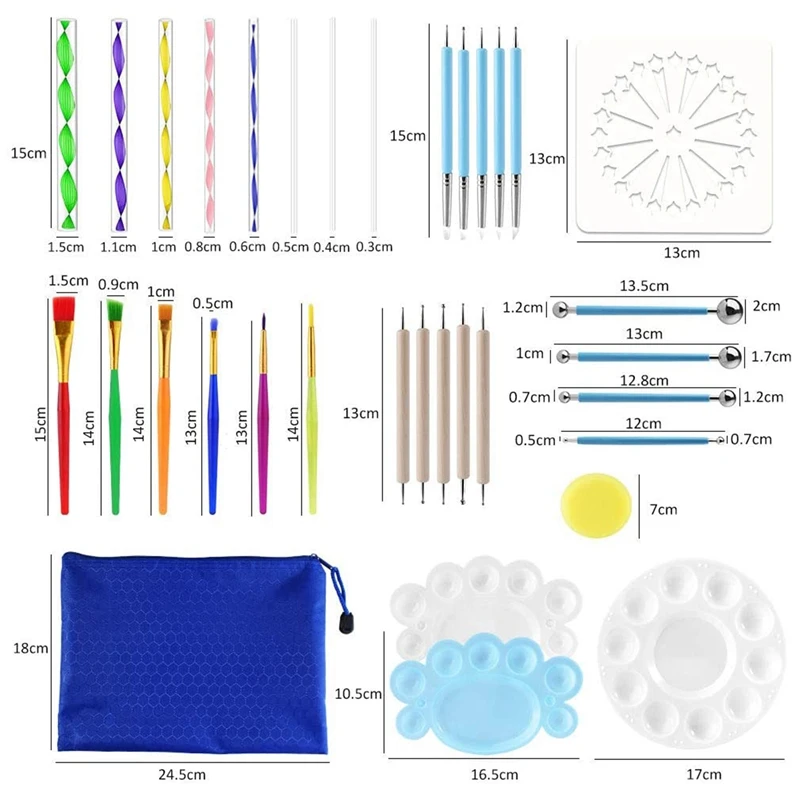 

49Pcs Mandala Dotting Tools Set Stencil Dotting Painting Mandala Paint Kit Brushes Art Paint Tray Marks Supplies
