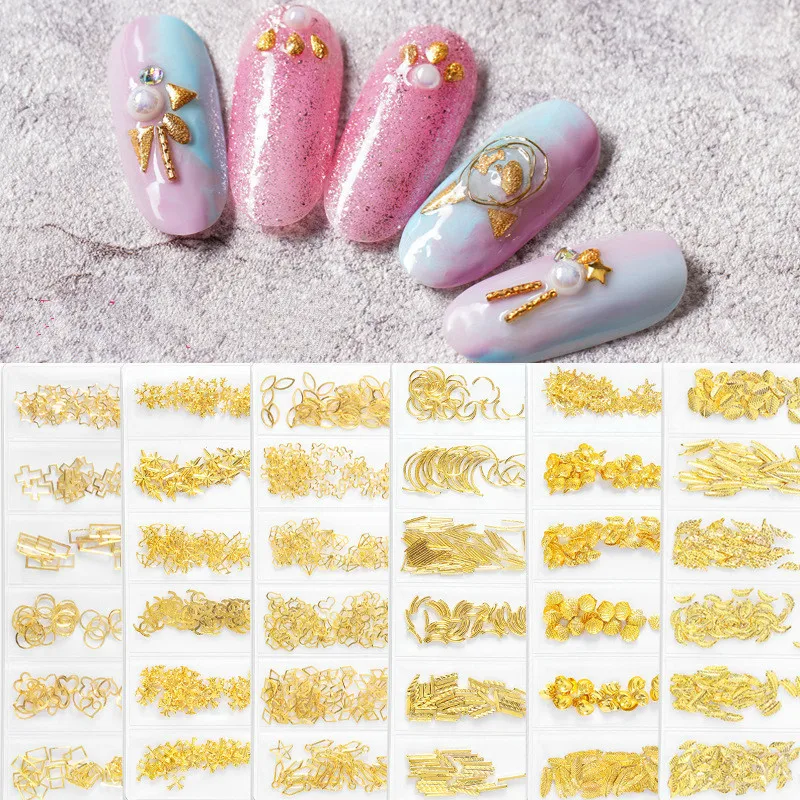 6 решетчатых микс ногтей заклепки бар AB Стразы панк s цепь Русалка Бисер Икра