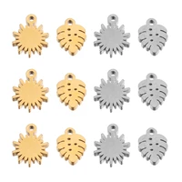 20pcs stainless steel gold sun flower pendant small leaf charms for diy necklace jewelry making accessories bracelet components