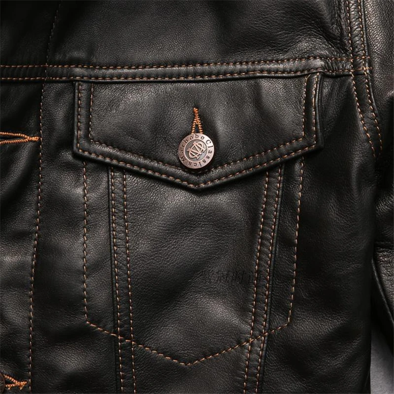 

2021 Men Sheepskin Motorcycle Jacket Spring Autumn Vintage Genuine Leather Jacket Male Brand High Quality Soft Coats