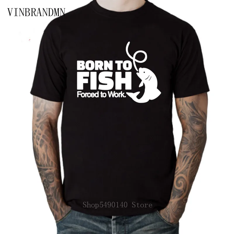 Футболка Born To Fish Forced Work Humor футболка с принтом в рыбацком стиле Спортивная для