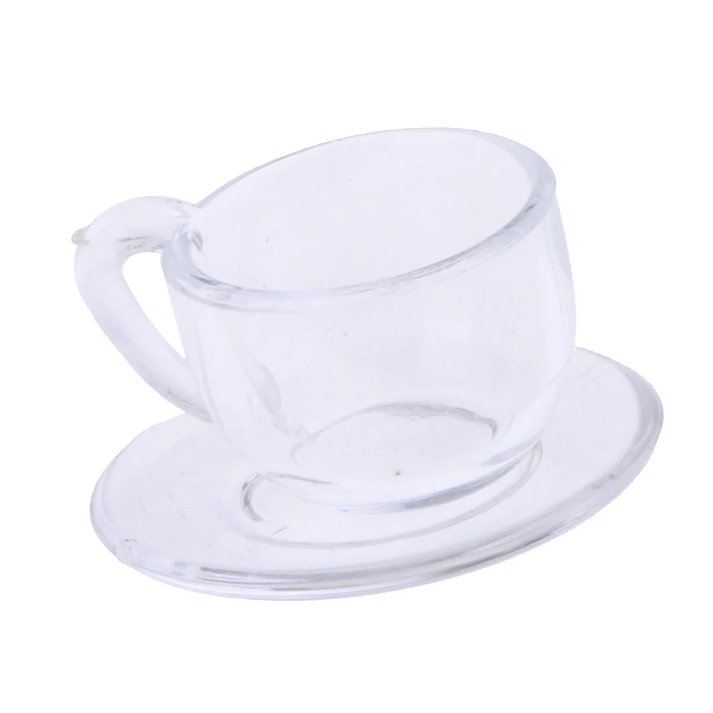 

1/12 Acrylic Coffee Cup Tea Cup with Saucer Transparent Dollhouse Miniature
