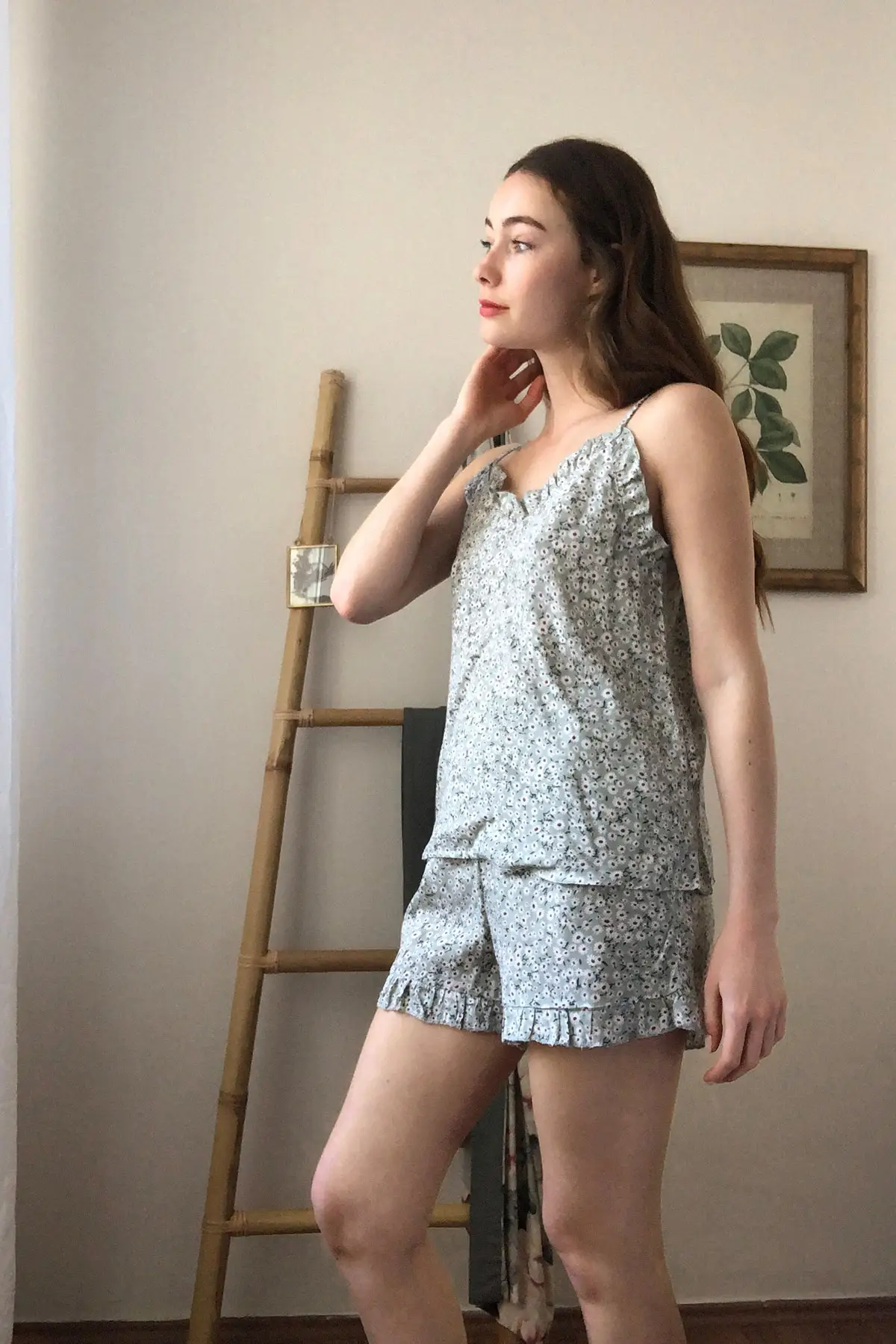 Trendyol Crispy Flower Print Halter Sleepwear Team THMSS20PT0250