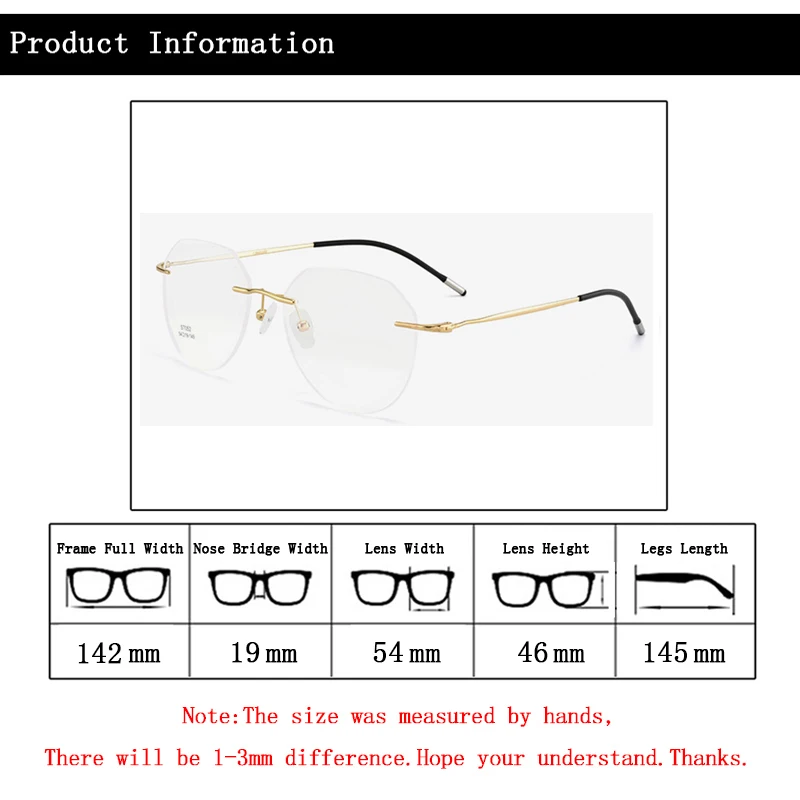 Модные оправы для очков близорукости женщин и мужчин без винтов прозрачные