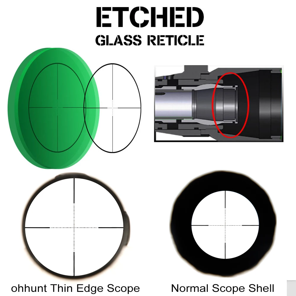 Охота ohhunt тонкий край 1 6X28 IR Riflescopes Mil Dot стекло травление сетка RGB Освещение